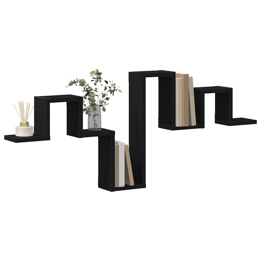 Wandplank Wandgemonteerd Zwart Eiken 104.5 x 43 x 10 cm