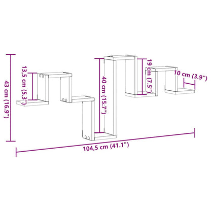 Wandplank Wandgemonteerd Zwart Eiken 104.5 x 43 x 10 cm