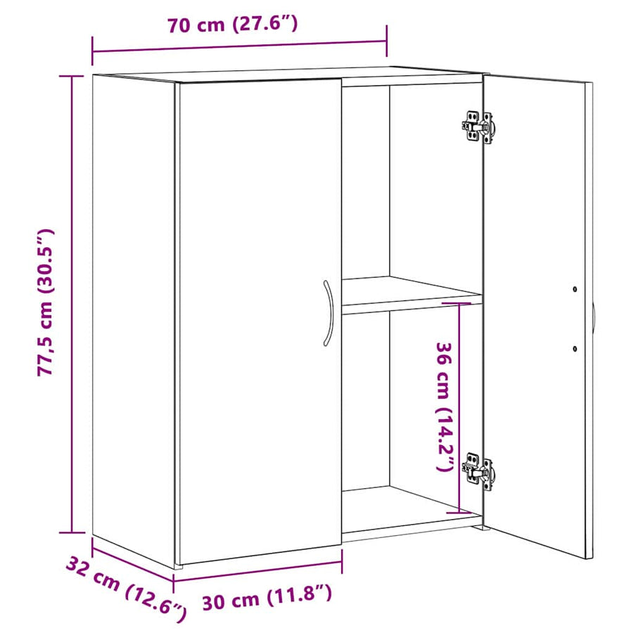 Kantoorkast Zwart Eiken 70 x 32 x 77.5 cm Bewerkt hout