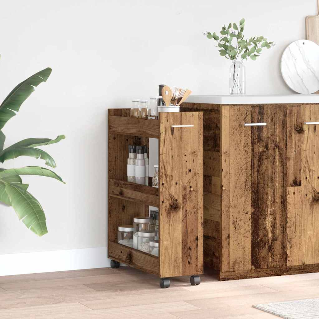 Kast met wiel Oudhout 60 x 22 x 79 cm
