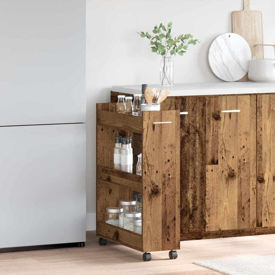 Kast met wiel Oudhout 60 x 22 x 79 cm