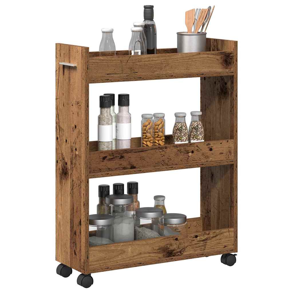 Kast met wiel Oudhout 60 x 22 x 79 cm