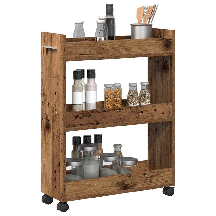 Kast met wiel Oudhout 60 x 22 x 79 cm