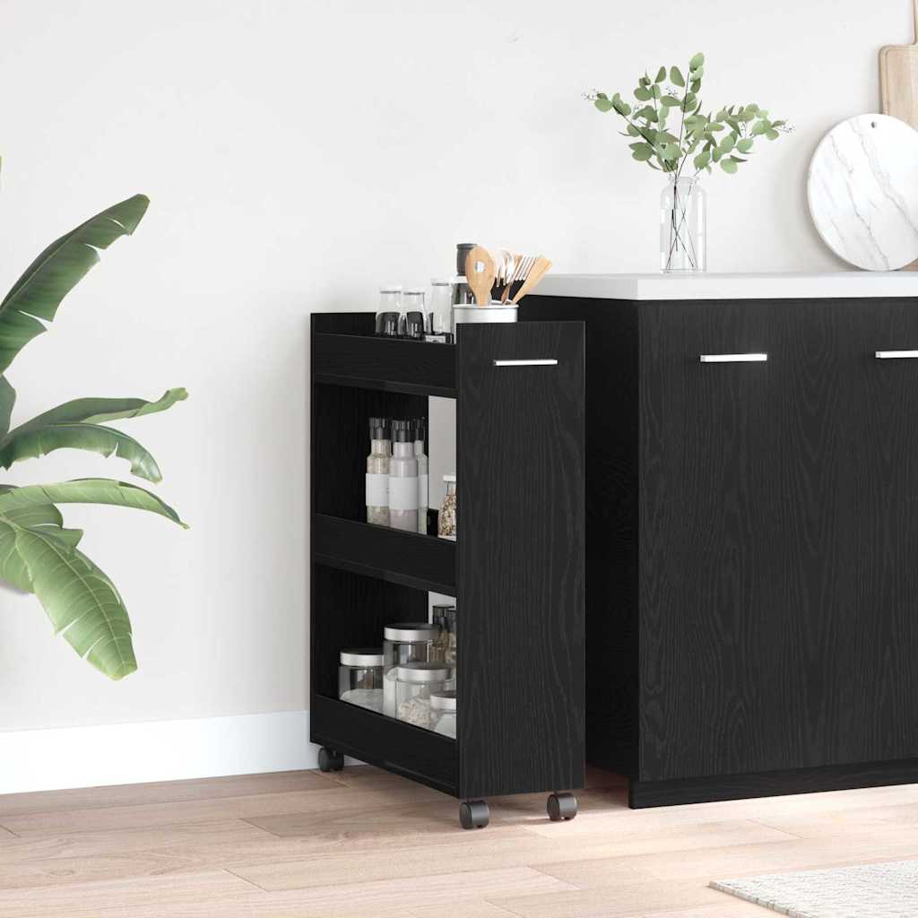 Kast met wiel Zwart Eiken 60 x 22 x 79 cm