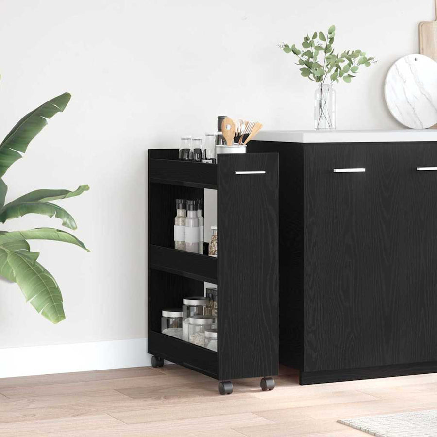 Kast met wiel Zwart Eiken 60 x 22 x 79 cm