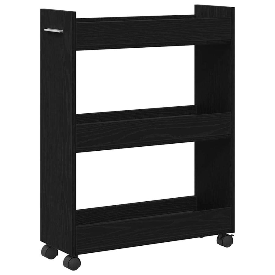 Kast met wiel Zwart Eiken 60 x 22 x 79 cm