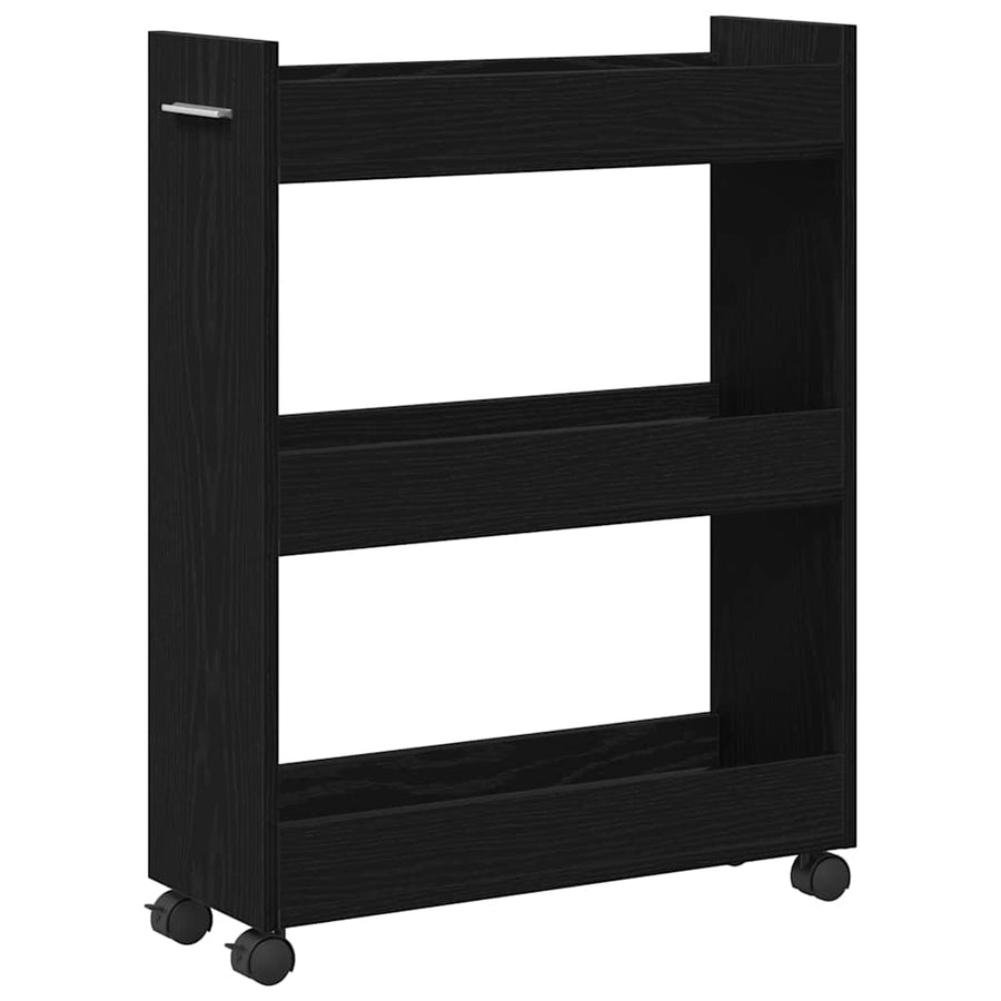 Kast met wiel Zwart Eiken 60 x 22 x 79 cm