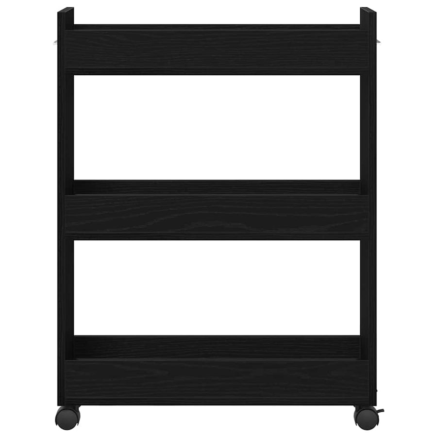 Kast met wiel Zwart Eiken 60 x 22 x 79 cm