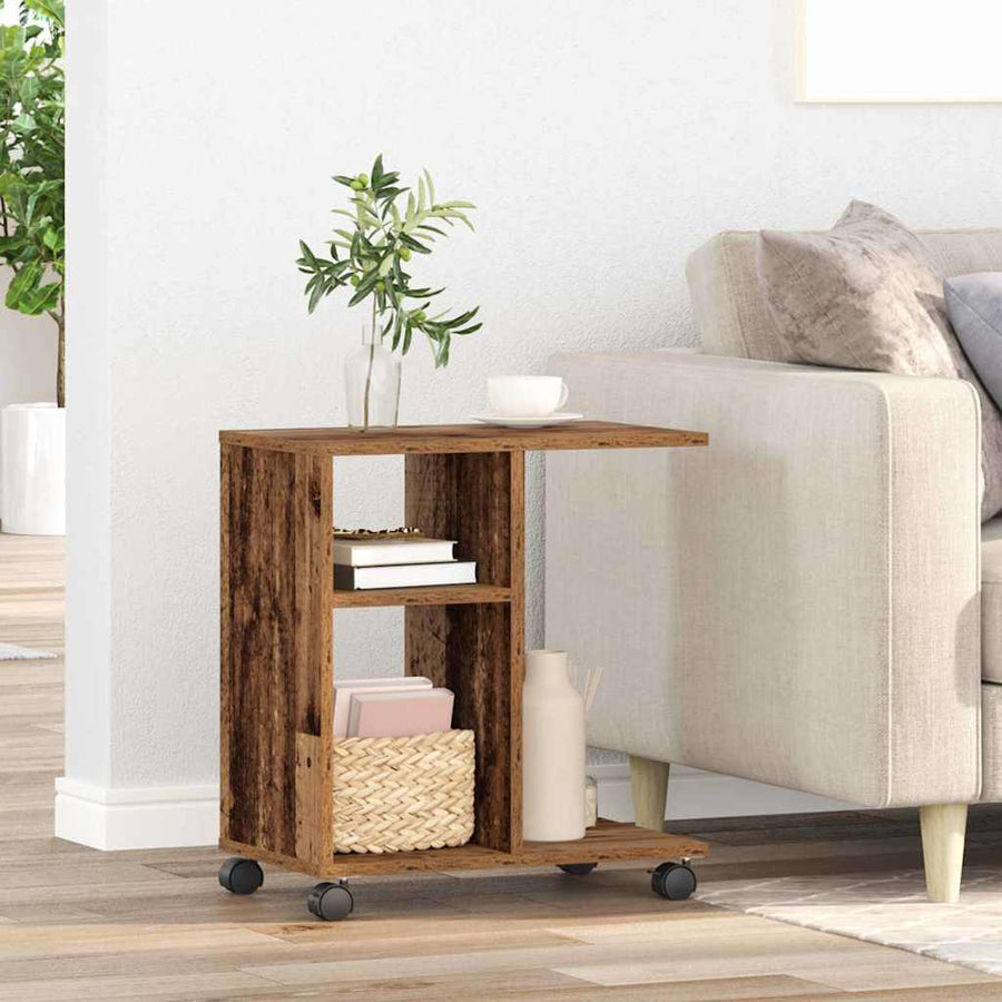 Bijzettafel met plank Oud hout 50 x 30 x 55 cm Bewerkt hout