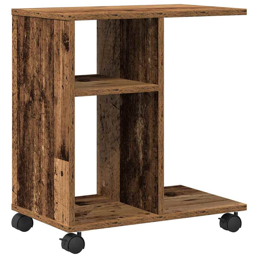 Bijzettafel met plank Oud hout 50 x 30 x 55 cm Bewerkt hout