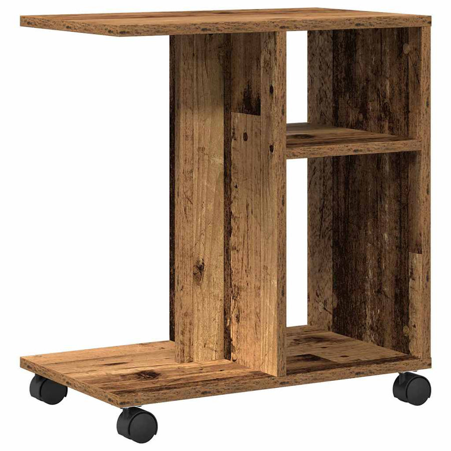 Bijzettafel met plank Oud hout 50 x 30 x 55 cm Bewerkt hout