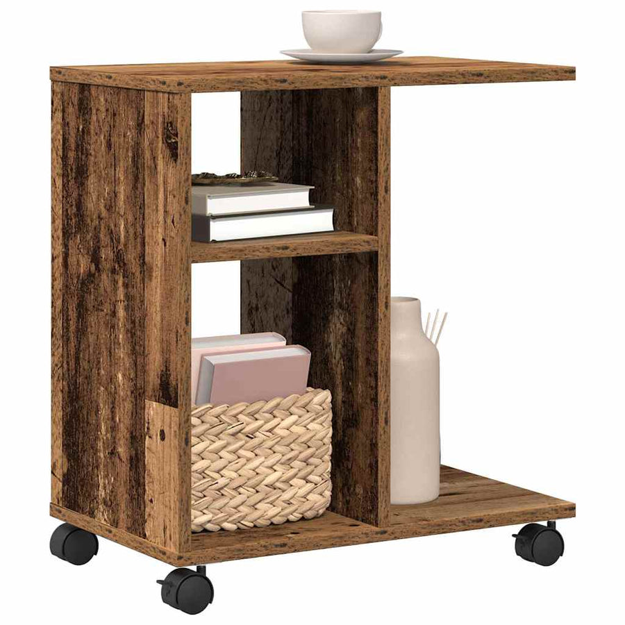Bijzettafel met plank Oud hout 50 x 30 x 55 cm Bewerkt hout