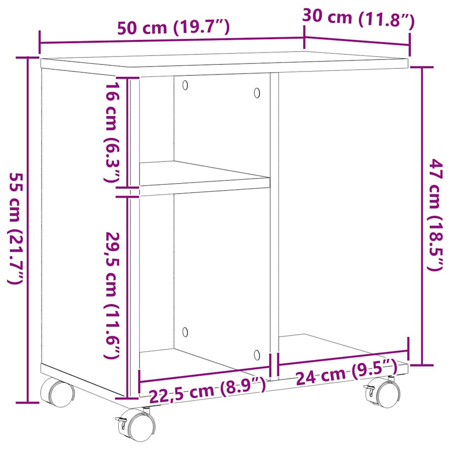 Bijzettafel met plank Oud hout 50 x 30 x 55 cm Bewerkt hout