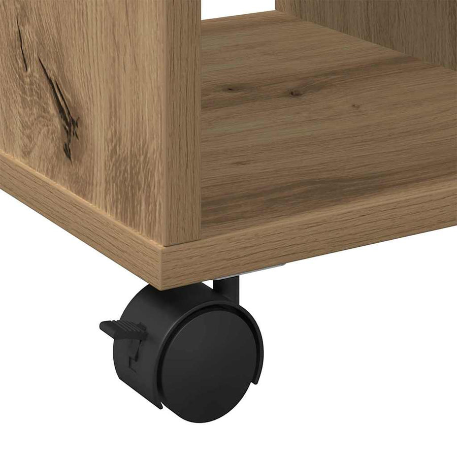 Bijzettafel met plank artisanaal eikenkleurig 50 x 30 x 55 cm