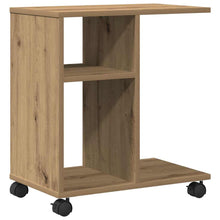 Bijzettafel met plank artisanaal eikenkleurig 50 x 30 x 55 cm