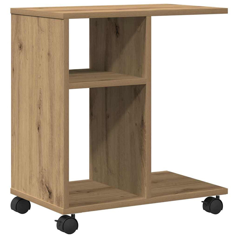 Bijzettafel met plank artisanaal eikenkleurig 50 x 30 x 55 cm