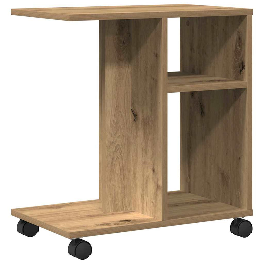 Bijzettafel met plank artisanaal eikenkleurig 50 x 30 x 55 cm