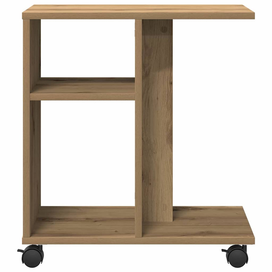 Bijzettafel met plank artisanaal eikenkleurig 50 x 30 x 55 cm