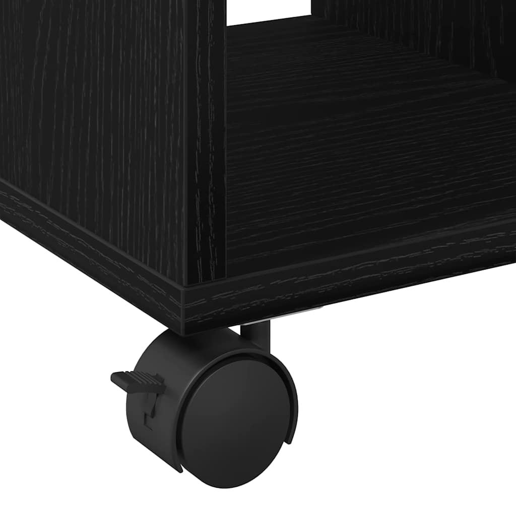 Bijzettafel met plank Zwart eiken 50 x 30 x 55 cm Bewerkt hout
