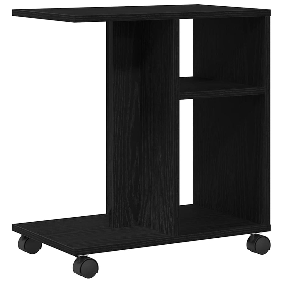 Bijzettafel met plank Zwart eiken 50 x 30 x 55 cm Bewerkt hout