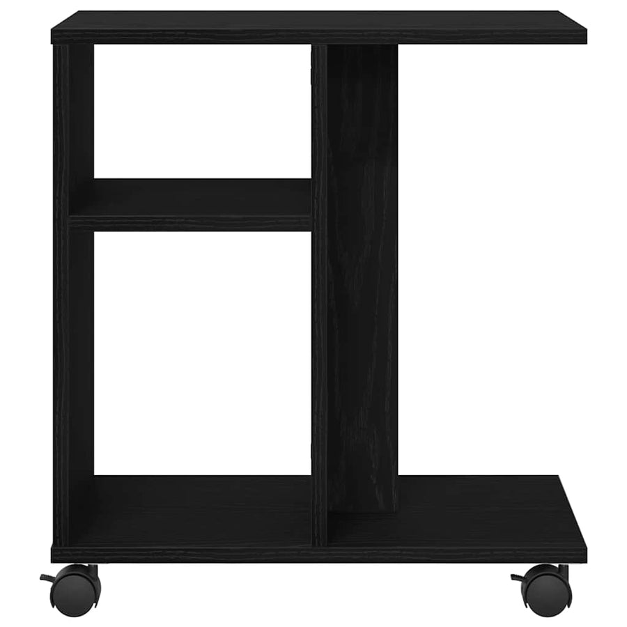 Bijzettafel met plank Zwart eiken 50 x 30 x 55 cm Bewerkt hout