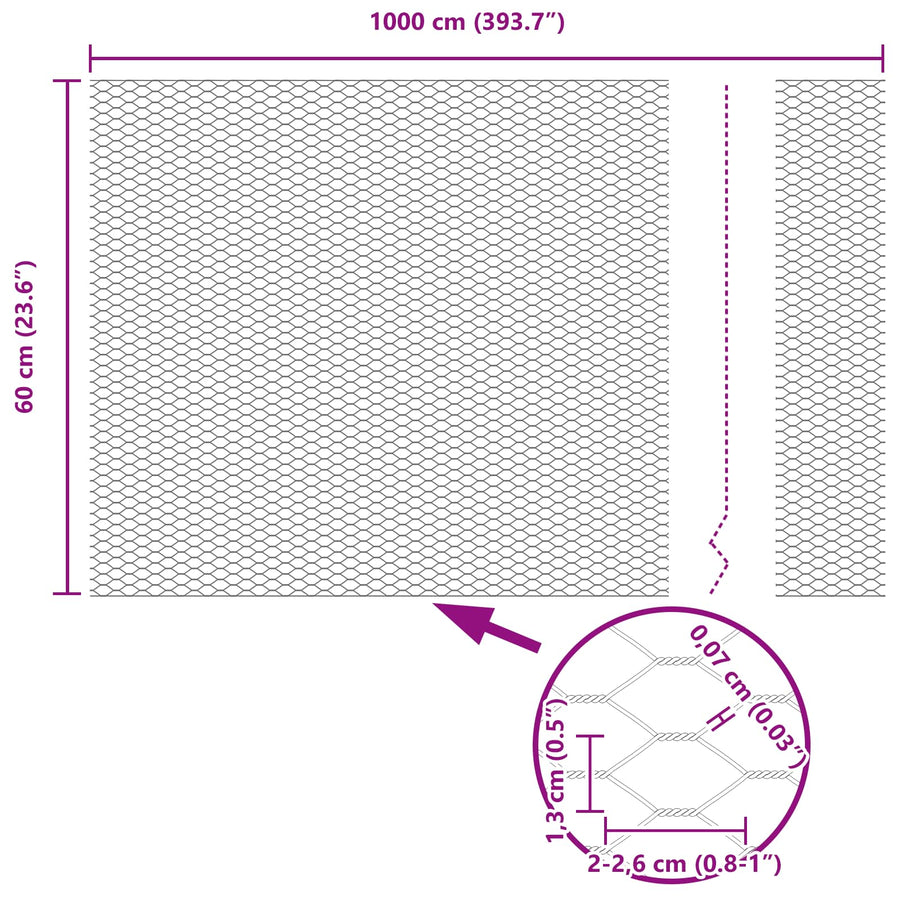 Hexagon Hek Groen 0,6 x 10 m PVC