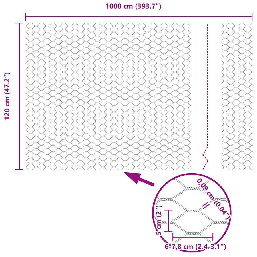 Hexagon Hek Groen 1,2 x 10 m PVC