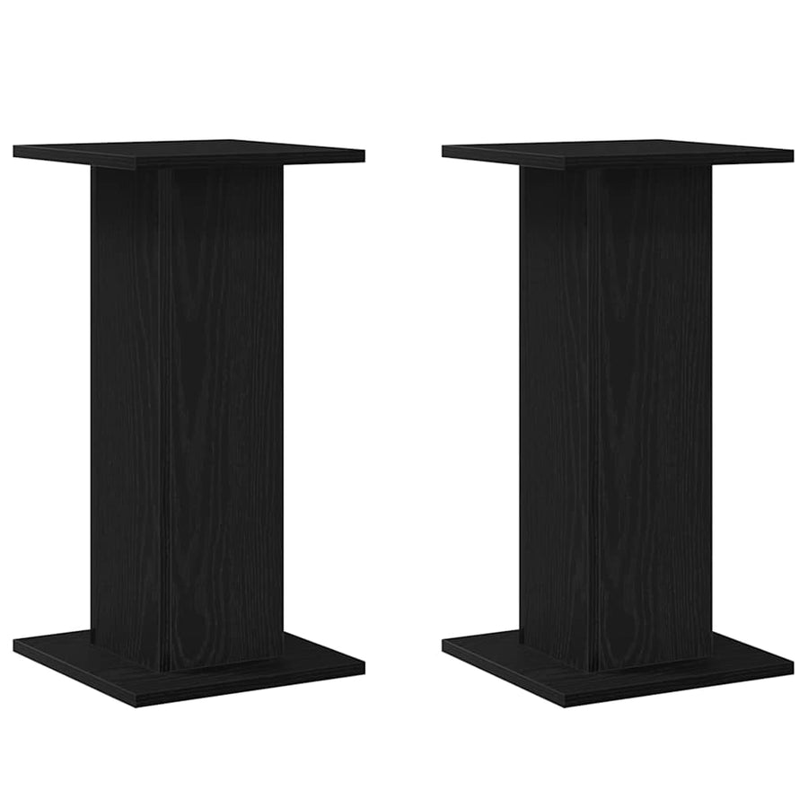 Plantenstandaard 2 st Zwart Eiken 30 x 30 x 60 cm Bewerkt hout