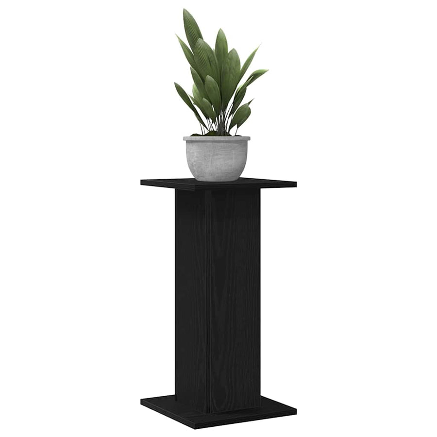 Plantenstandaard 2 st Zwart Eiken 30 x 30 x 60 cm Bewerkt hout