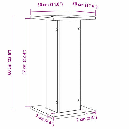 Plantenstandaard 2 st Zwart Eiken 30 x 30 x 60 cm Bewerkt hout