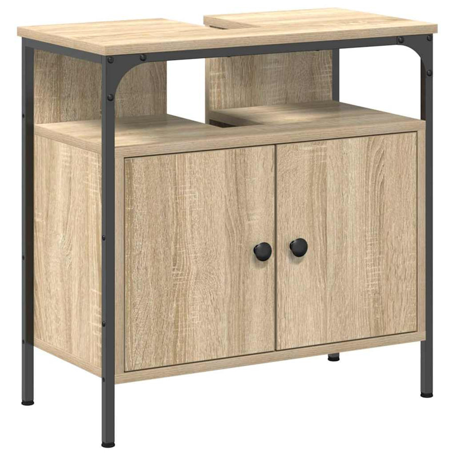 Badkamermeubelset met plank met opslag 3 pcs Bruin Bewerkt hout