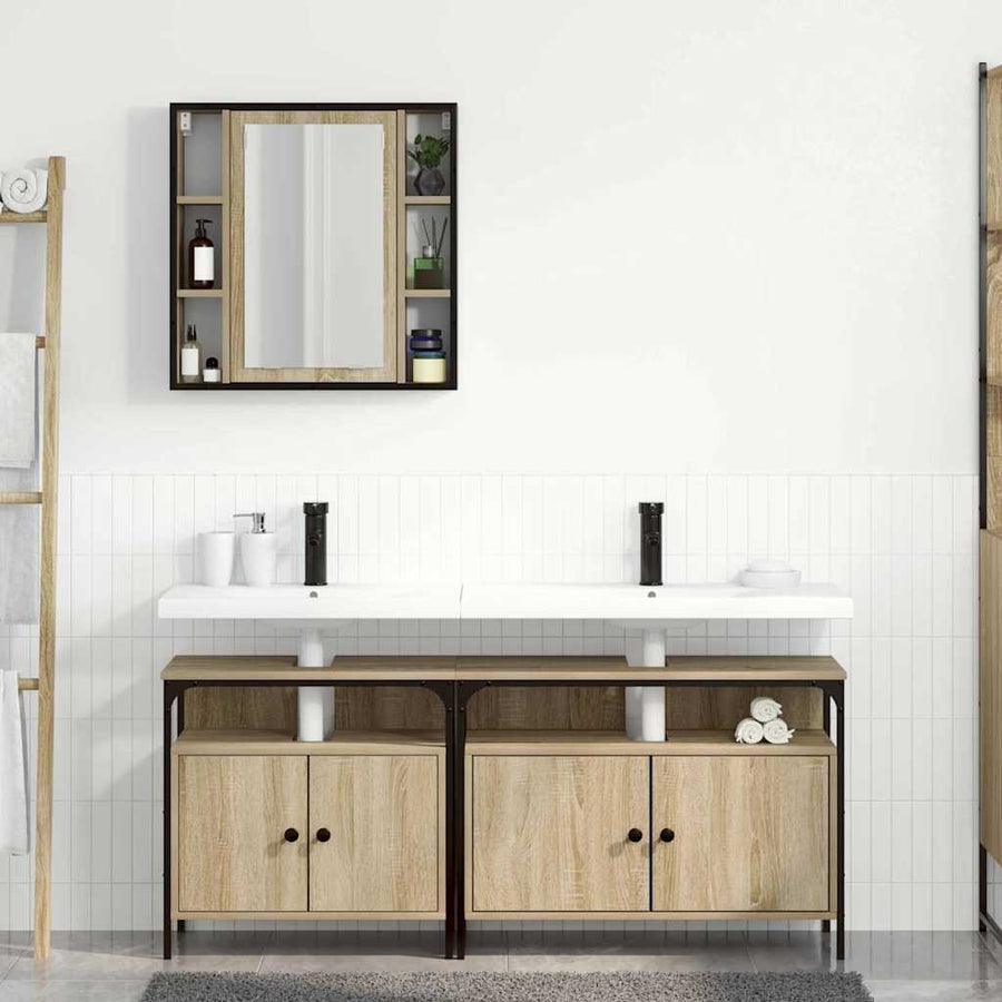 Badkamerkast set met plank 3 pcs Sonoma eiken 80 x 30 x 60 cm