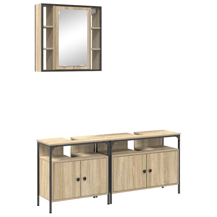 Badkamerkast set met plank 3 pcs Sonoma eiken 80 x 30 x 60 cm