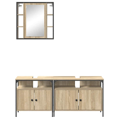 Badkamerkast set met plank 3 pcs Sonoma eiken 80 x 30 x 60 cm