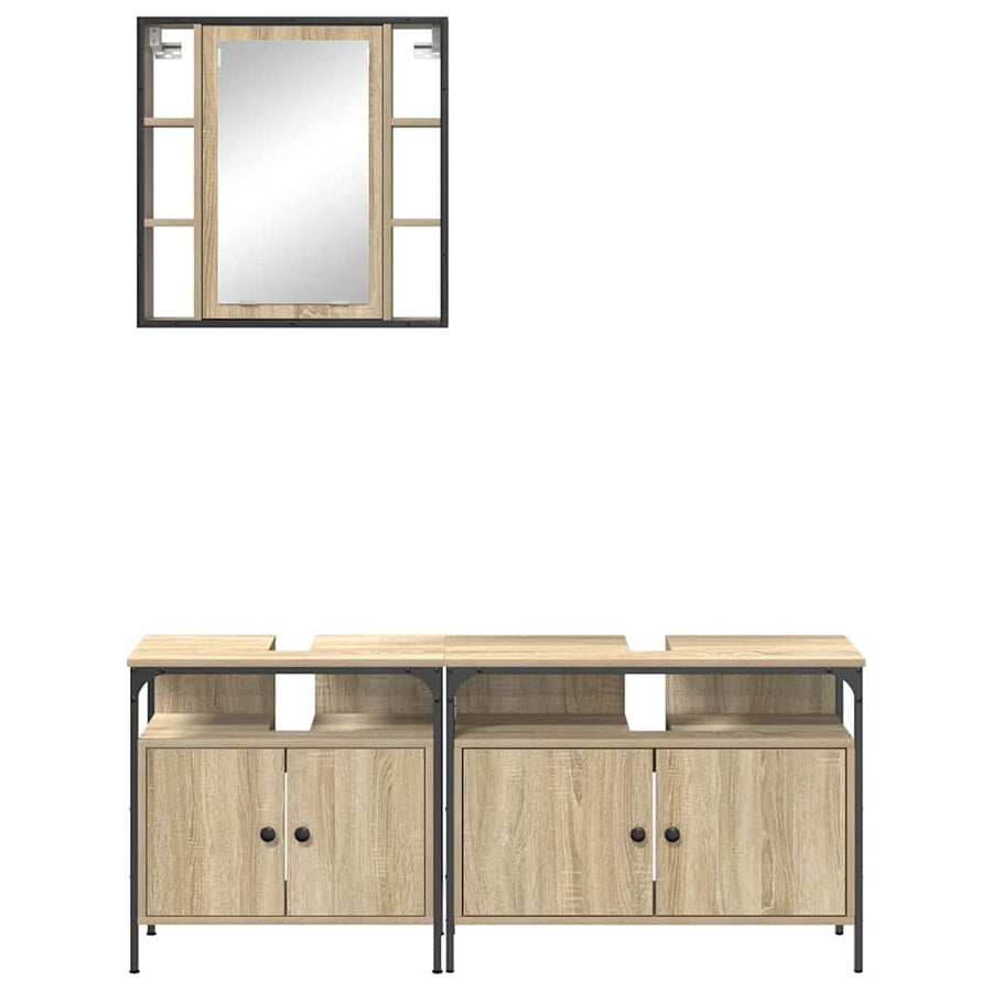 Badkamerkast set met plank 3 pcs Sonoma eiken 80 x 30 x 60 cm