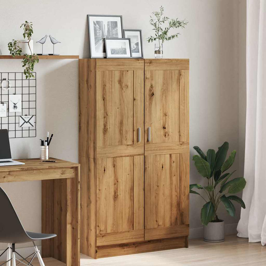 Boekenkast 82,5x30,5x150 cm bewerkt hout artisanaal eikenkleur