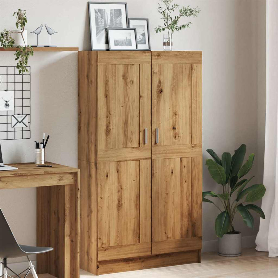 Boekenkast 82,5x30,5x150 cm bewerkt hout artisanaal eikenkleur