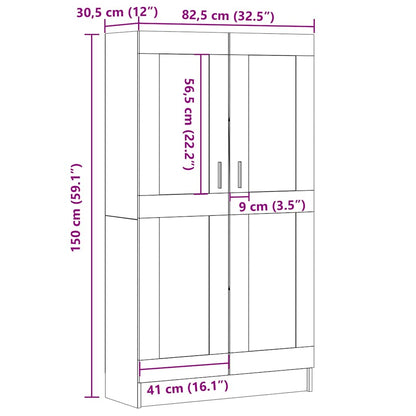 Boekenkast 82,5x30,5x150 cm bewerkt hout artisanaal eikenkleur