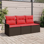 Loungebank set poly rattan bruin rood 196x62x85 cm