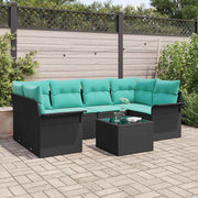 Tuinset poly rattan 7-delig zwart