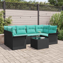 Tuin Sofa Set met kussen 7 pcs Zwart poly rattan