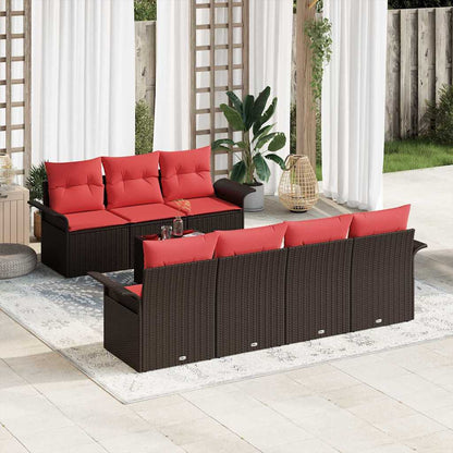 Tuin Sofa Set met kussen 8 pcs Bruin poly rattan