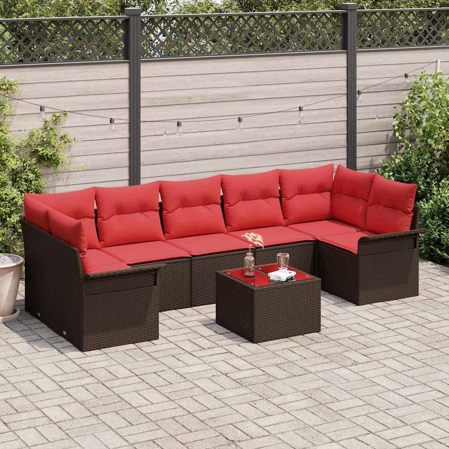 Tuin Sofa Set 8 pcs Bruin poly rattan