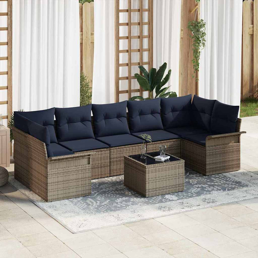 Tuin Sofa Set 8 pcs Grijs poly rattan