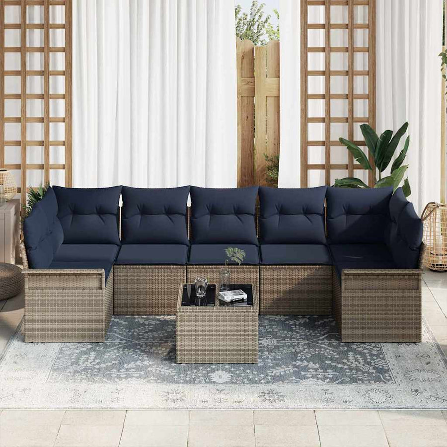 Tuin Sofa Set 8 pcs Grijs poly rattan