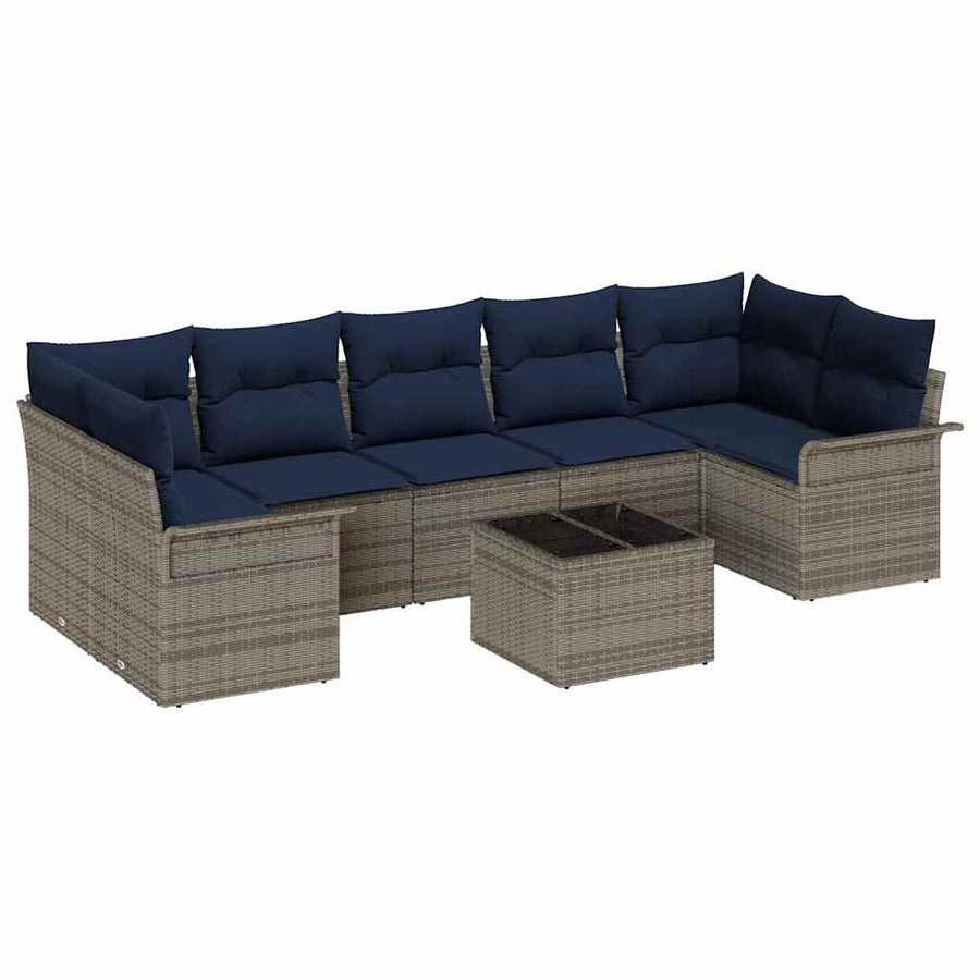 Tuin Sofa Set 8 pcs Grijs poly rattan