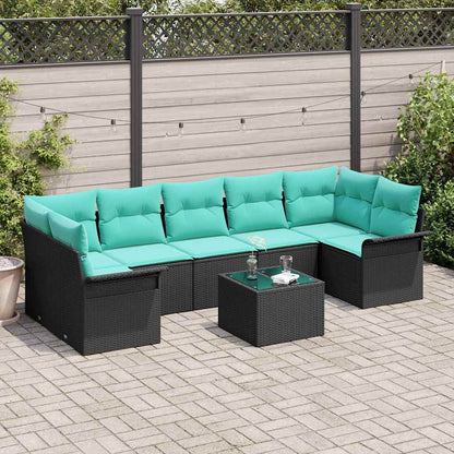 Tuin Sofa Set 8 pcs Zwart Poly riet