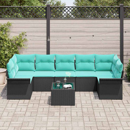 Tuin Sofa Set 8 pcs Zwart Poly riet