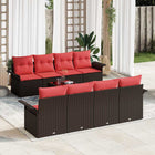Garden Sofa Set with cushions 9 pcs Brown poly rattan