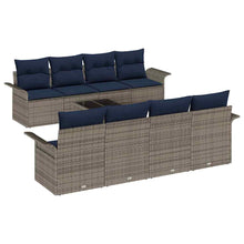 Tuin Sofa Set met kussen 9 pcs Grijs poly rattan